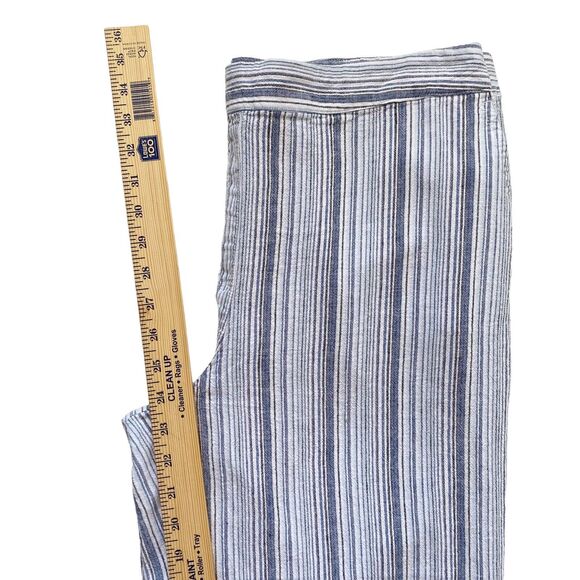 Chico's Pants Womens Size 2.5 (L 14) Linen Blend Striped Blue/White 24" Inseam - Picture 11 of 11